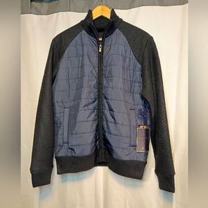 Marc Asher New York Quilted Hybrid Bomber Jacket Men's M Navy/Charcoal NWT